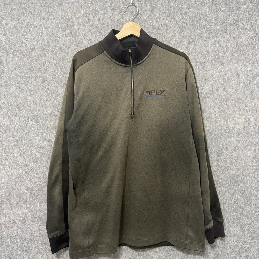 Nike‎ Golf Dri-Fit Quarter Zip Pullover Men's Sz L Olive Green APEX Motor Club
